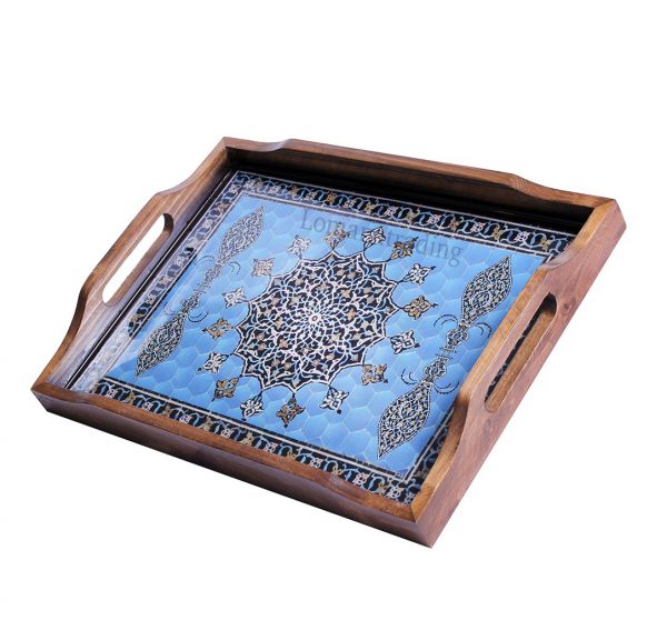 سینی چوبی سنتی مستطیل طرح مسجد جامع یزد 01-102